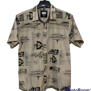 Star Wars Lucasfilm short sleeve button front shirt size XL